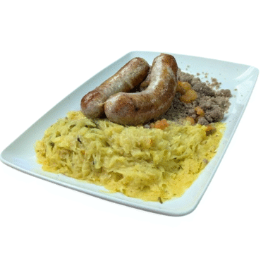 Pečenica z zeljem in žganci